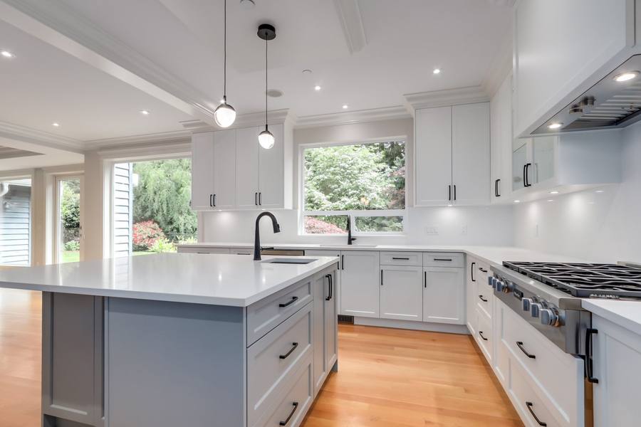 Updated white gourmet kitchen